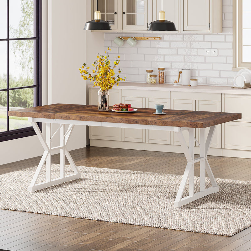 Wood Dining Table, Farmhouse 70.8" Kitchen Table for 6 People