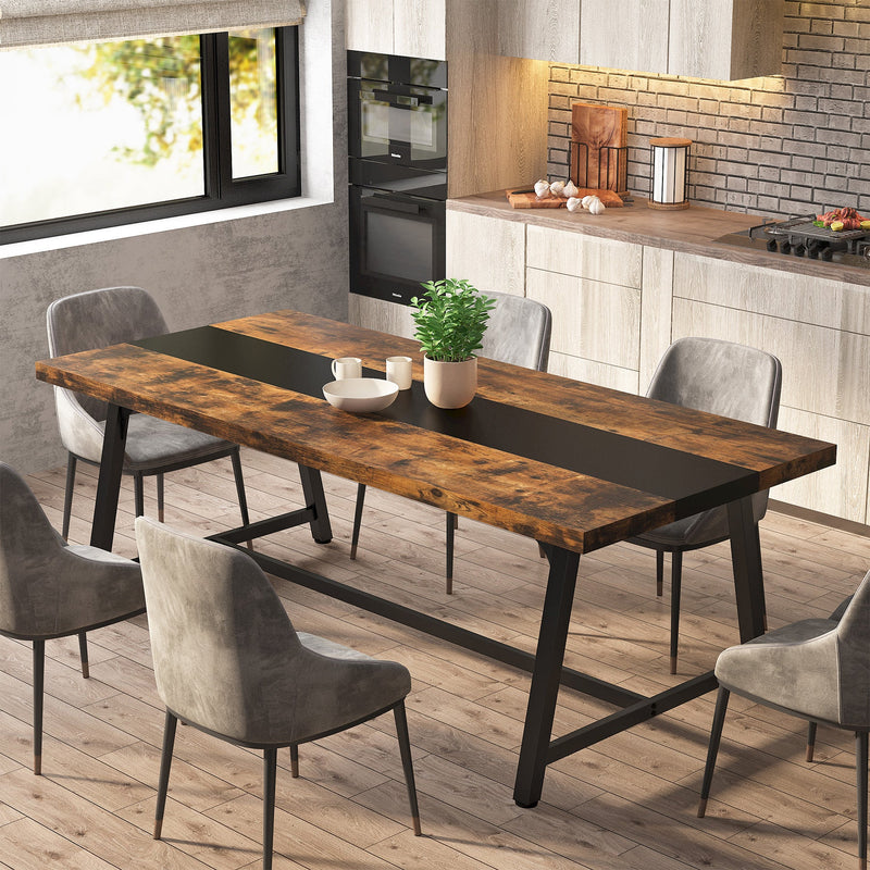 Dining Table for 8 People, 70.87" Rectangular Wood Kitchen Table