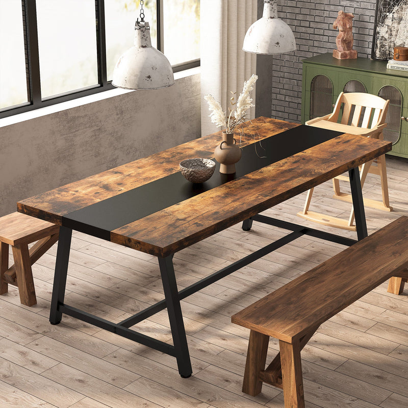 Dining Table for 8 People, 70.87" Rectangular Wood Kitchen Table